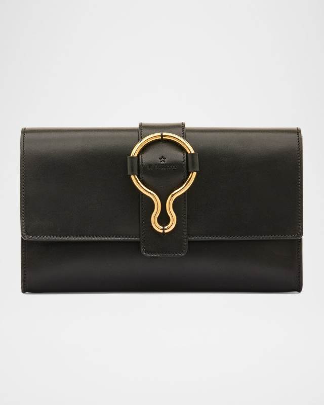 Consuelo Flap Leather Clutch Bag